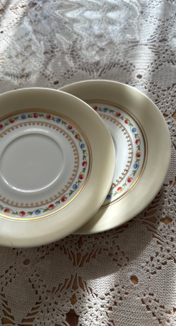 Çiçek Desenli 2li Fincan Tabak Seti#limoges#vintage#antika - Görsel 5