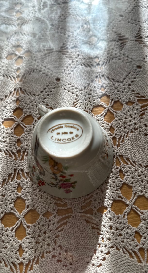 Çiçek ve Kuş Desenli Pastel  Fincan #limoges#vintage #antika - Görsel 2
