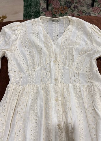 l Beden Dantel Detaylı Beyaz Bohem Uzun Elbise#elbise#vintage
