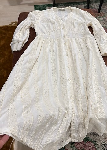 American Vintage Dantel Detaylı Beyaz Bohem Uzun Elbise#elbise#vintage