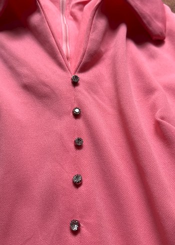 l Beden pembe Renk Düğmeli Pembe Uzun Kadın Elbise #elbise #vintage