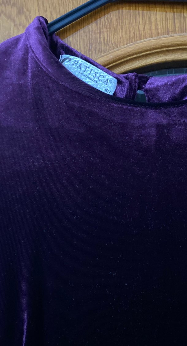 Kadın Mor Uzun Kollu Süet Elbise - Görsel 3