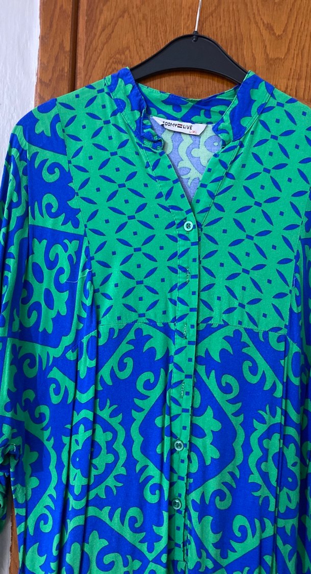 Püsküllü, V Yaka, Uzun Bohem Elbise - Görsel 2