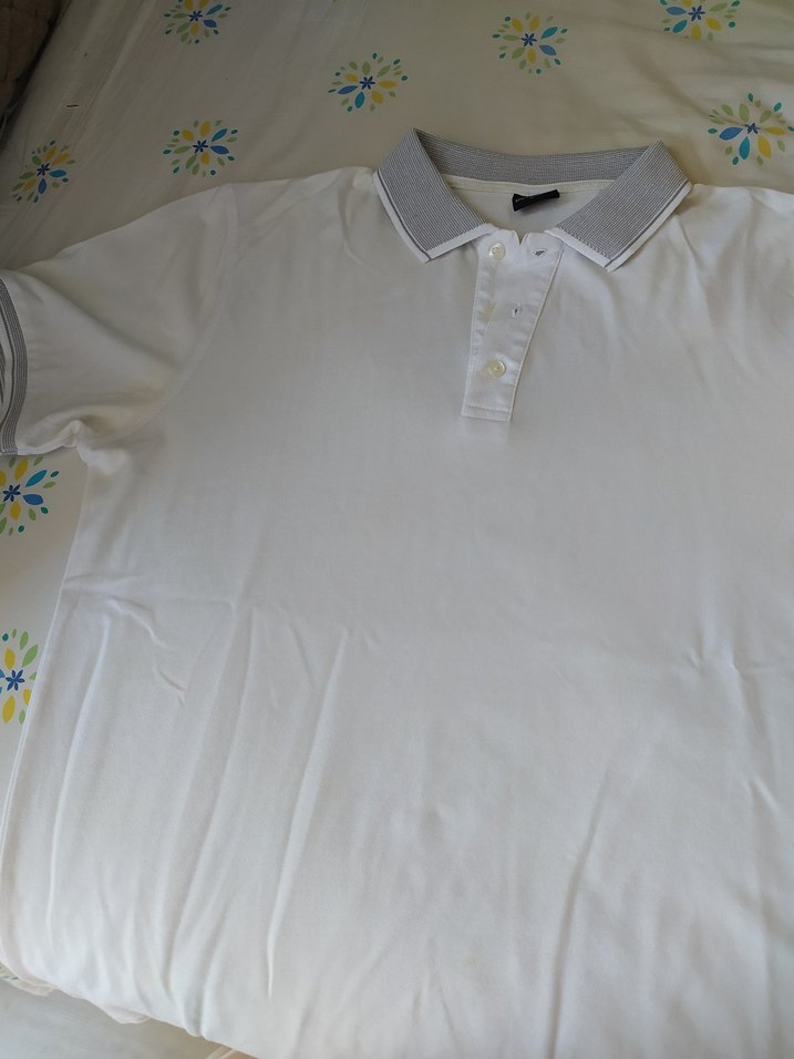 Gri Yakalı Beyaz Erkek Polo Tişört - Görsel 2