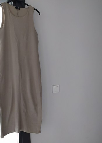 LC Waikiki Bej Midi Kolsuz İnce Triko Elbise