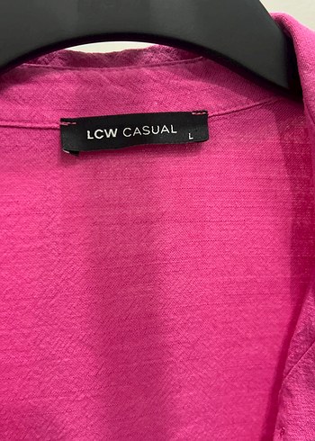 Pembe Düğmeli Kadın Keten Gömlek - Görsel 2