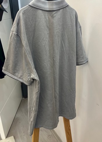 Gri Keten Loose Fit Polo Tişört - Görsel 5