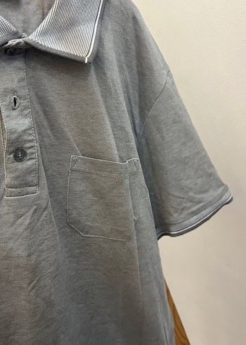 Gri Keten Loose Fit Polo Tişört - Görsel 4