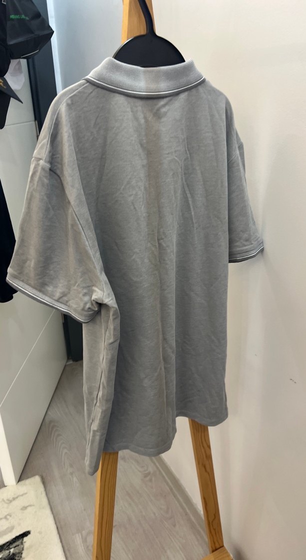 Gri Keten Loose Fit Polo Tişört - Görsel 5