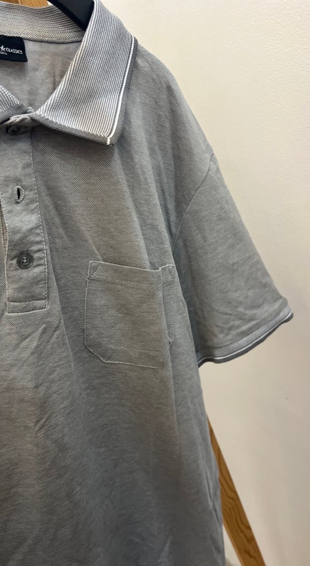 Gri Keten Loose Fit Polo Tişört - Görsel 4