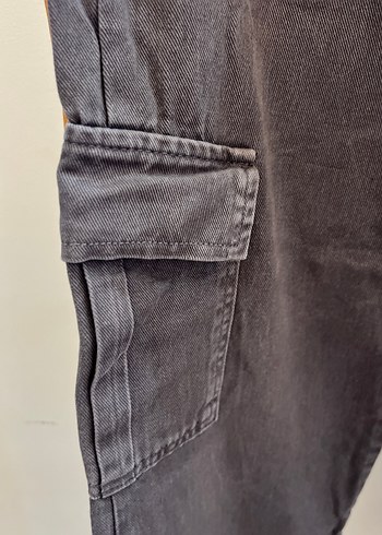 Gri Bol Kesim Kemerli Erkek Kot Pantolon - Görsel 2