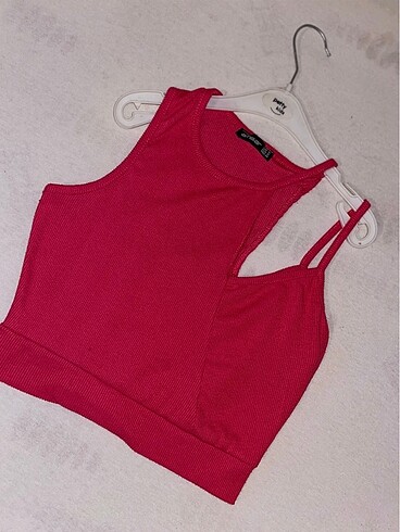 Pembe dekolteli Crop