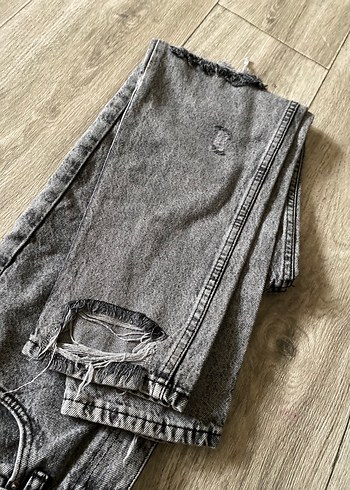 Topshop Gri Bol Kesim Kadın Denim Pantolon