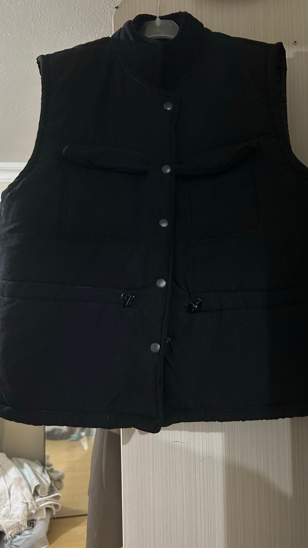 Düğmeli Siyah Kadın Yelek - Görsel 3