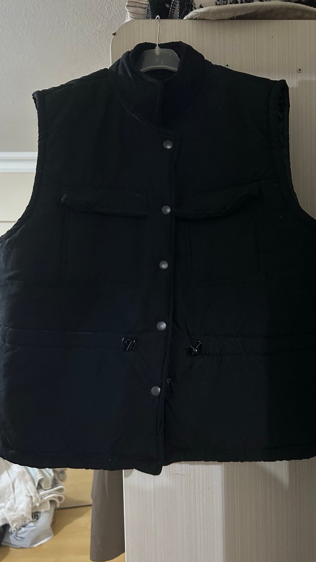 Düğmeli Siyah Kadın Yelek - Görsel 2