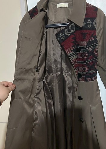 Düğmeli Bohem Tarzı Kadın Trençkot - Görsel 10