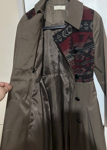 Düğmeli Bohem Tarzı Kadın Trençkot - Görsel 9