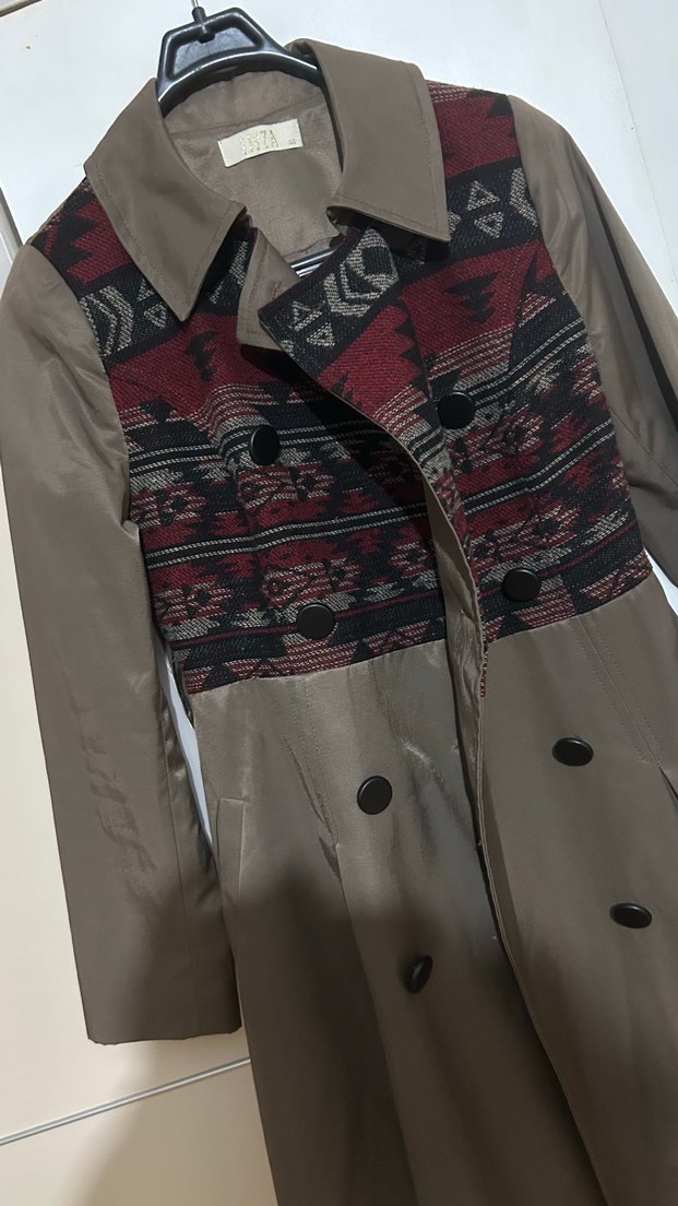 Düğmeli Bohem Tarzı Kadın Trençkot - Görsel 5