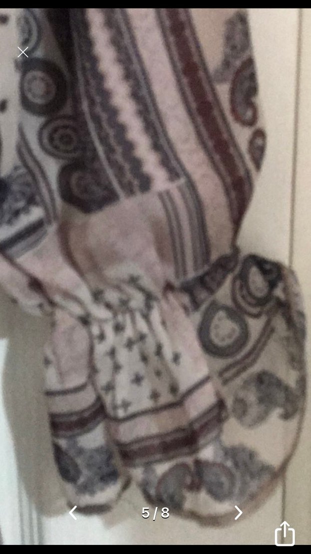 Bohem Uzun Kollu V Yaka Kısa Elbise - Görsel 5