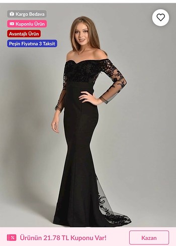 Siyah Dantel İşlemeli Uzun Abiye Elbise - Görsel 2