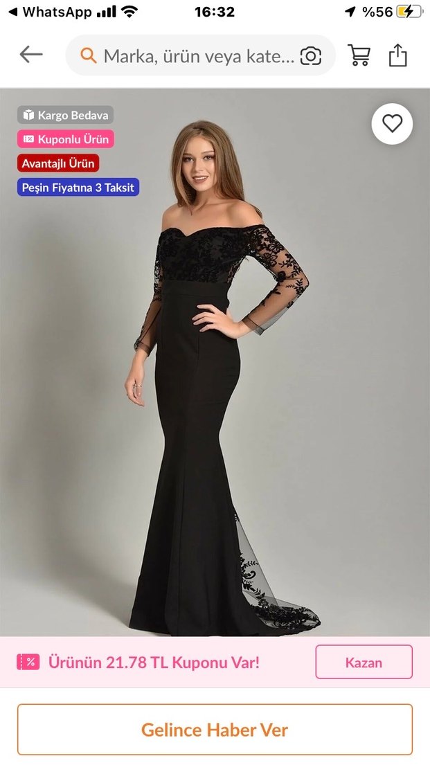 Siyah Dantel İşlemeli Uzun Abiye Elbise - Görsel 2