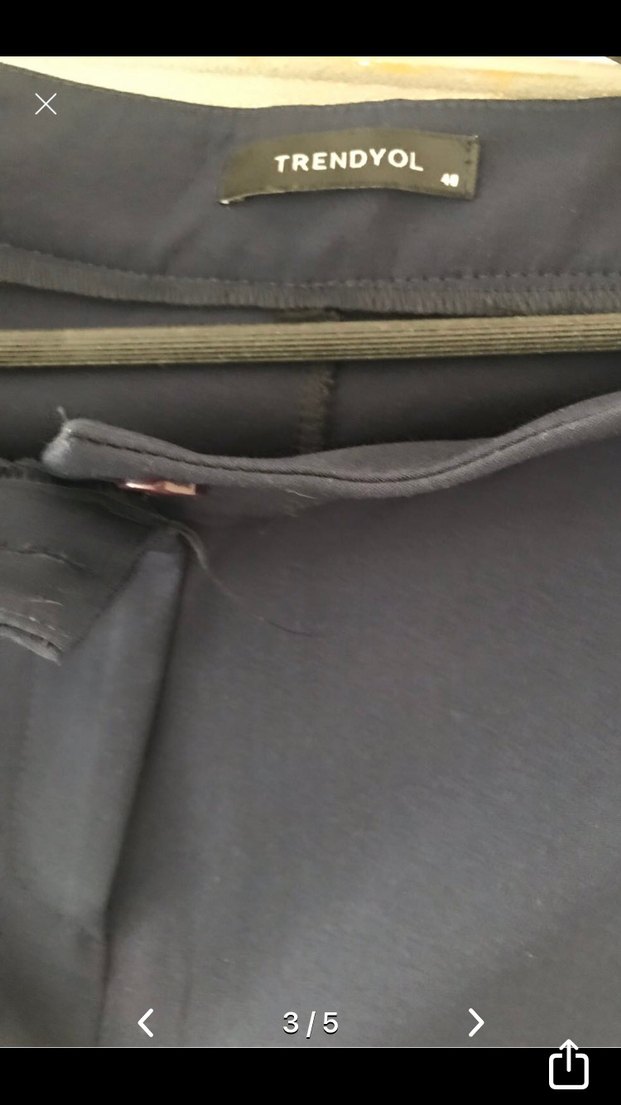 Lacivert Kadın Denim Kumaş Pantolon - Görsel 3