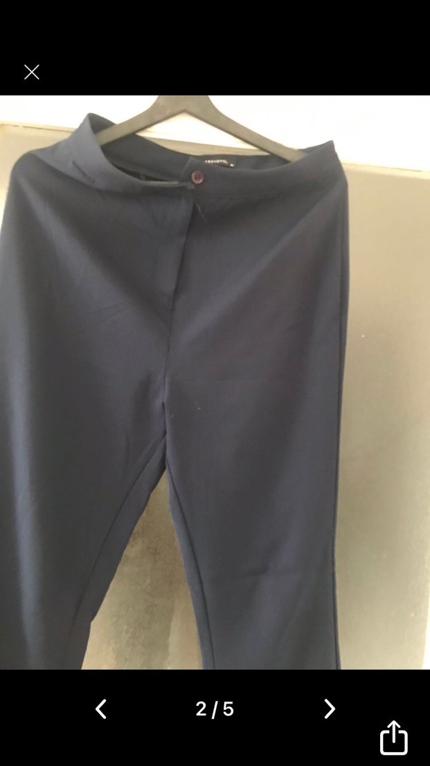 Lacivert Kadın Denim Kumaş Pantolon - Görsel 2