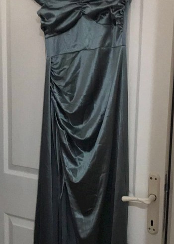 Yeşil Drapeli Uzun Abiye Elbise - Görsel 6