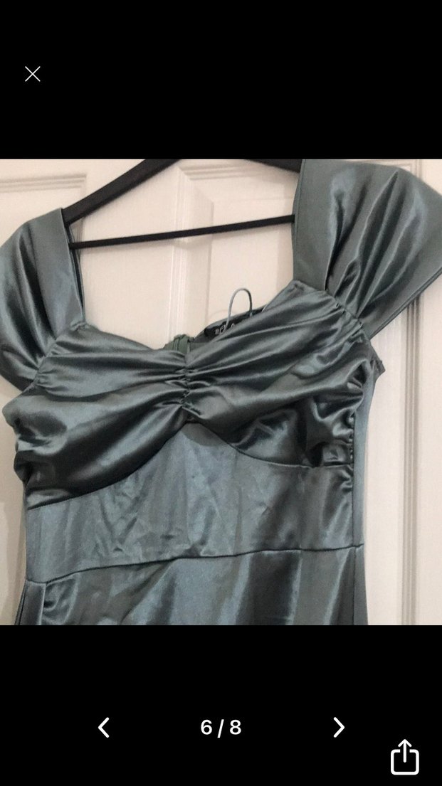 Yeşil Drapeli Uzun Abiye Elbise - Görsel 5