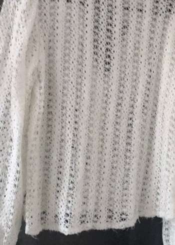 Dantel Detaylı Beyaz Uzun Kollu Kadın Hırka - Görsel 3