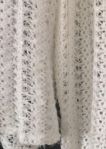 Dantel Detaylı Beyaz Uzun Kollu Kadın Hırka - Görsel 4