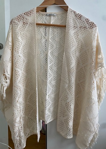 Beyaz Nakışlı Bohem Örgü Hırka - Görsel 2