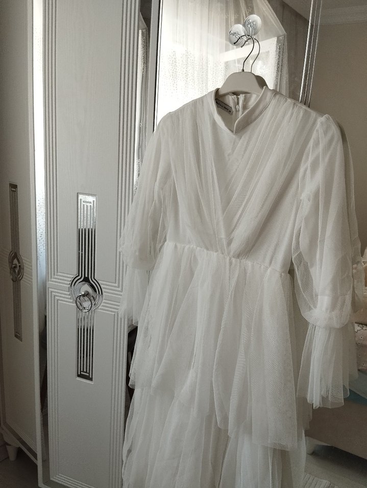 Bohem Uzun Beyaz Kadın Elbise - Görsel 3