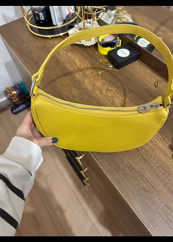 Sarı Deri Kadın Omuz Çantası - Görsel 2