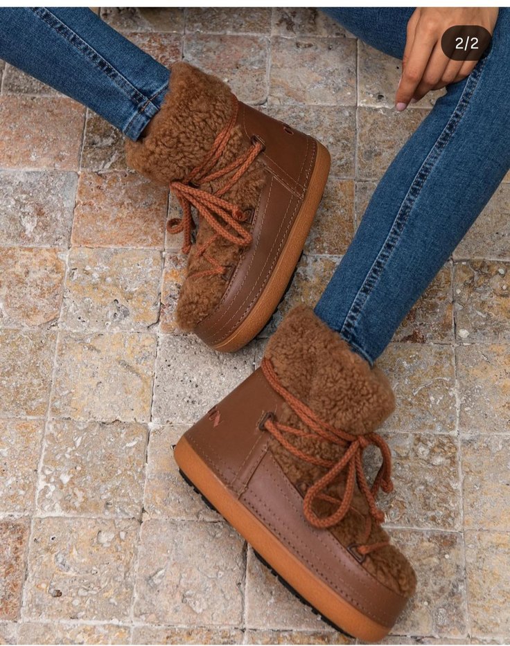 Kahverengi kıvırcık Kürklü cool moon bot - Görsel 2