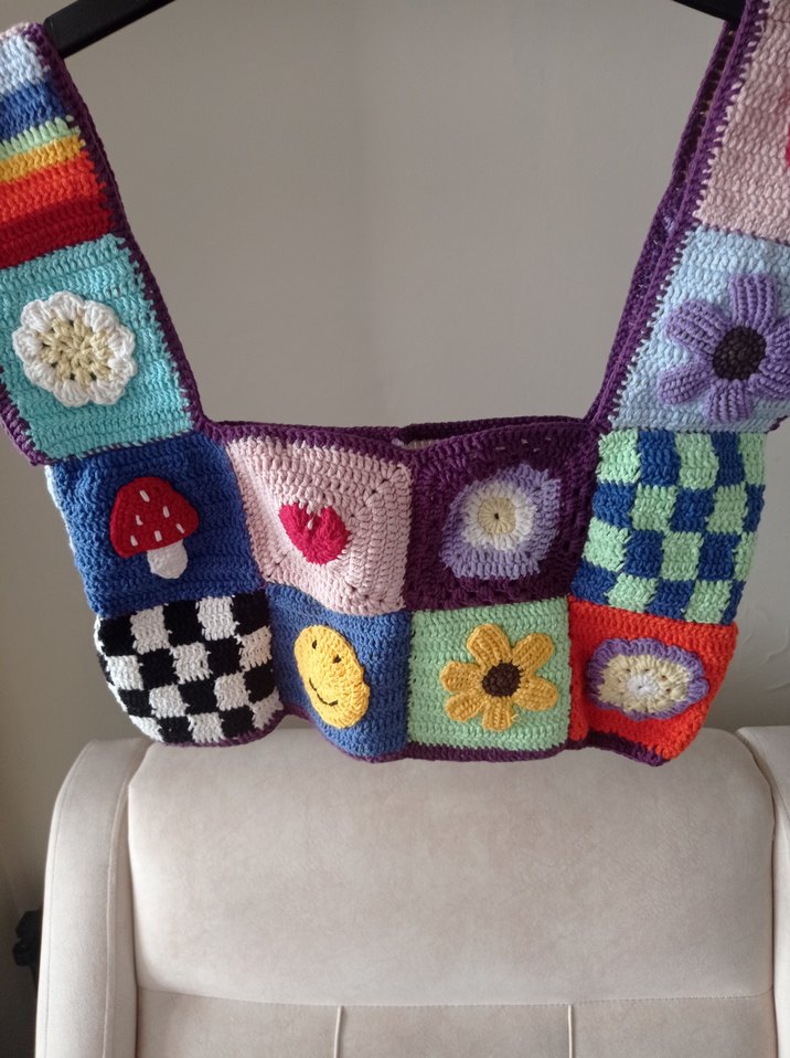 Renkli Örgü Bohem Üst - Görsel 2