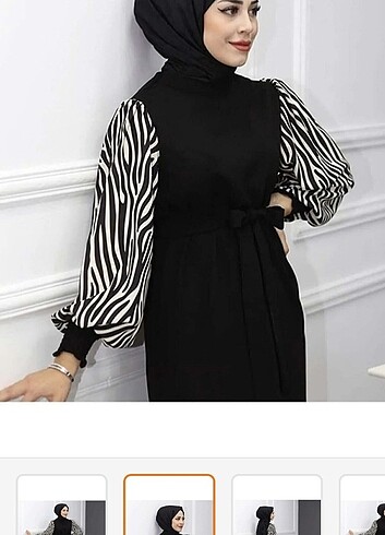 48 Beden Zebra kol uzun elbise