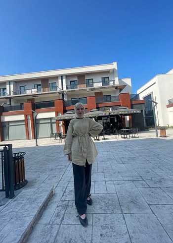 Kadın Uzun Keten bağlamalı gömlek - Görsel 2