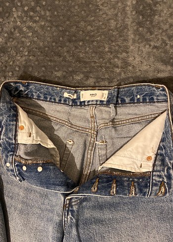 Düğmeli maviKadın Kot Pantolon - Görsel 4