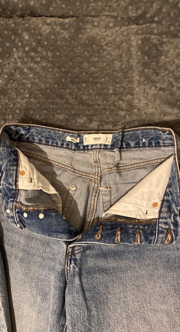 Düğmeli maviKadın Kot Pantolon - Görsel 4