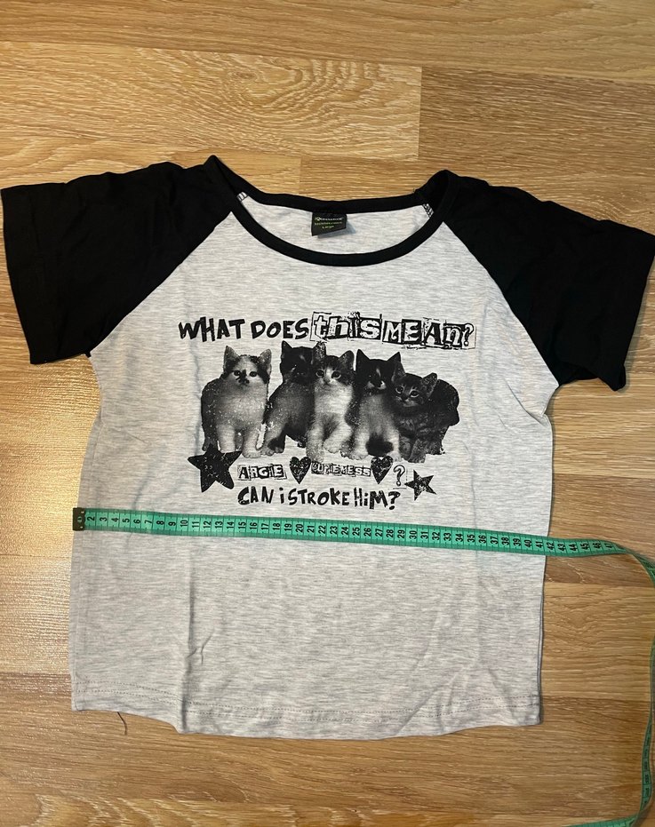 Köstebek Kedi Baskılı Reglan Crop T-shirt - Görsel 4