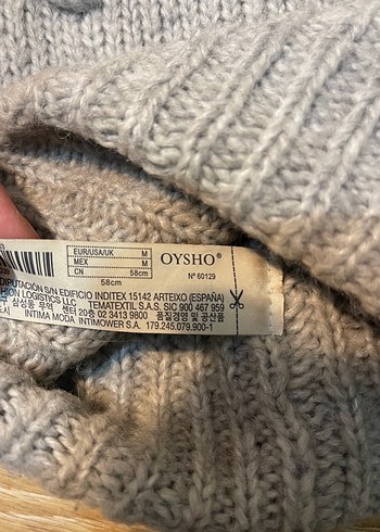 Oysho Kedi Kulaklı Gri Örgü Yün Bere - Görsel 5