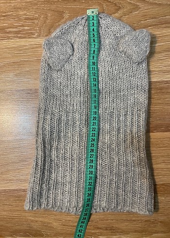 Oysho Kedi Kulaklı Gri Örgü Yün Bere - Görsel 4