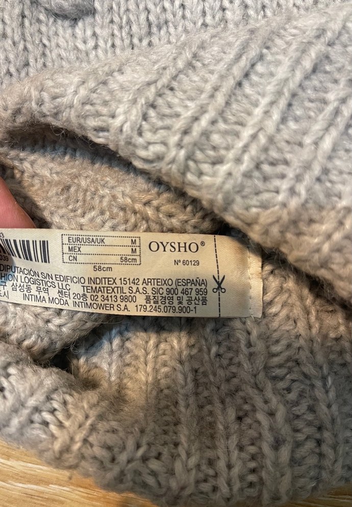 Oysho Kedi Kulaklı Gri Örgü Yün Bere - Görsel 5