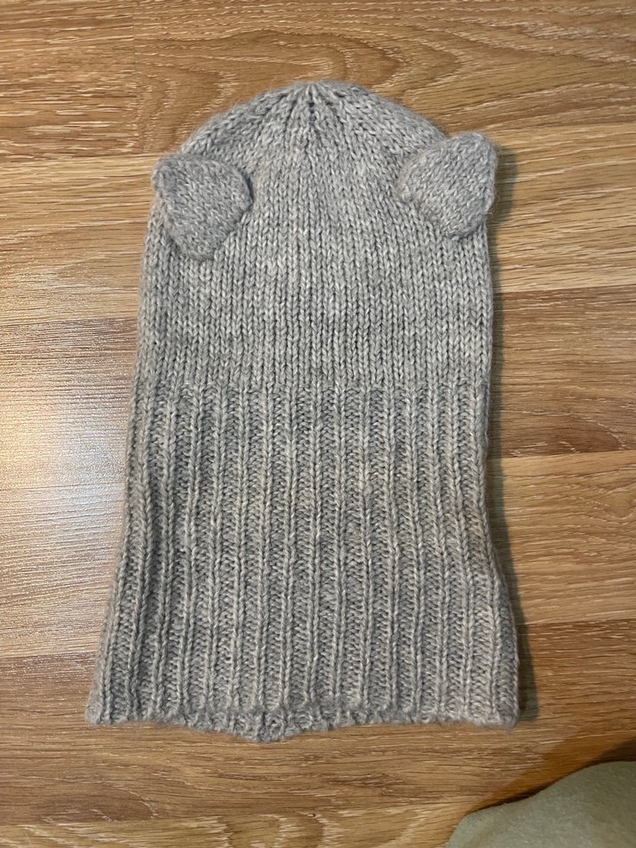 Oysho Kedi Kulaklı Gri Örgü Yün Bere - Görsel 3