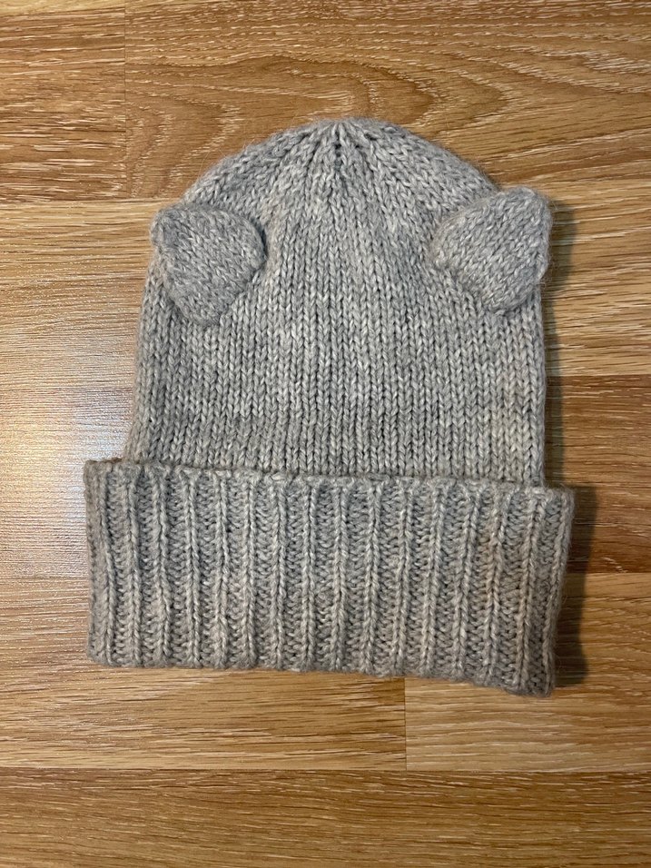 Oysho Kedi Kulaklı Gri Örgü Yün Bere - Görsel 2