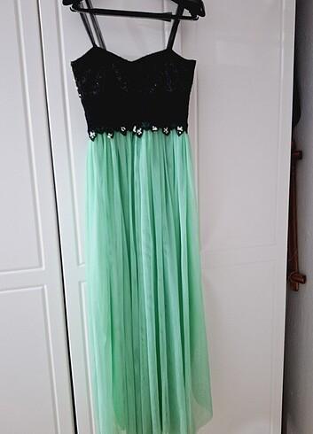 İnci boncuk işlemeli abiye elbise - Görsel 2