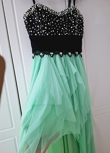 İnci boncuk işlemeli abiye elbise - Görsel 4