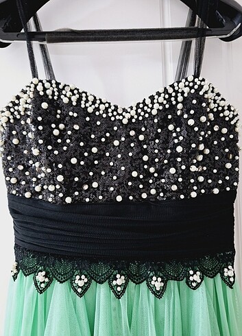 İnci boncuk işlemeli abiye elbise - Görsel 6