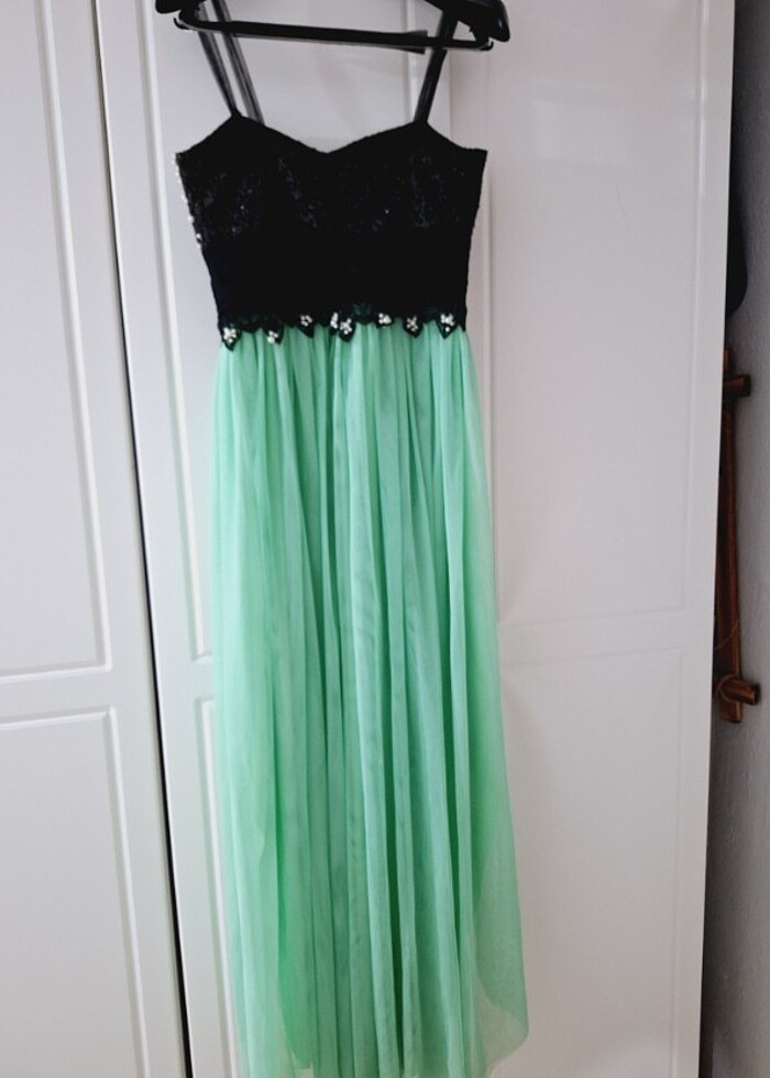 İnci boncuk işlemeli abiye elbise - Görsel 2